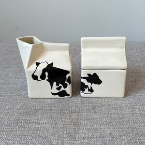 Cow Print Ceramic Creamer and Sugar Set